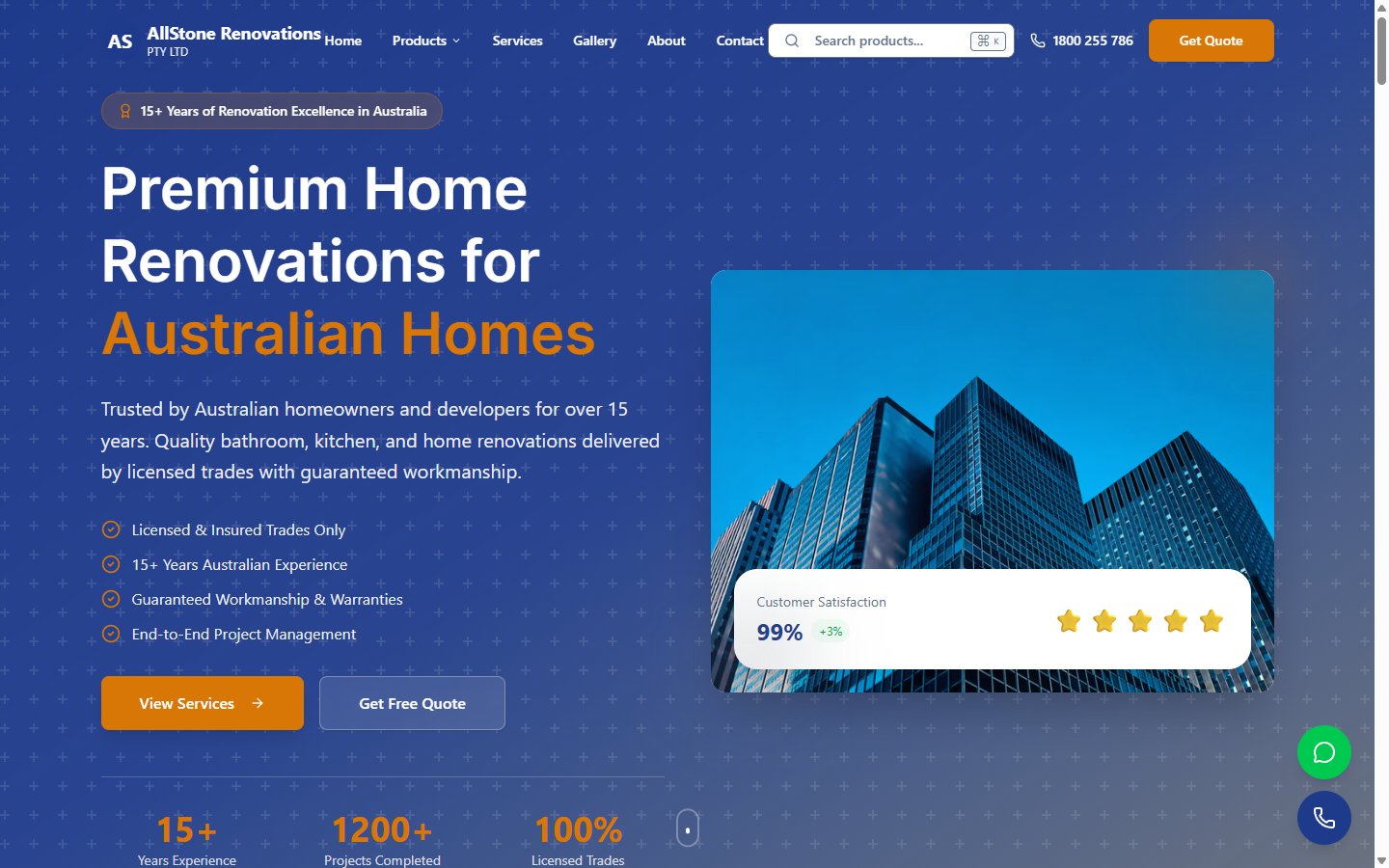 Build Renovation website homepage preview